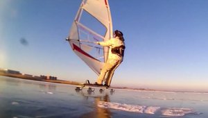 Windsurfing on ice Liepaja 02.01.16